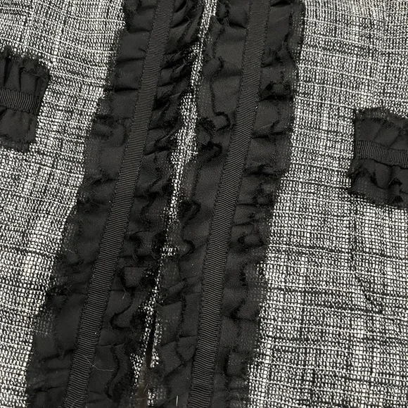 [US M]Frenz Chic Gray and Black Linen Blend Tweed Lace Jacket Hook Eye VTG - Picture 3 of 10